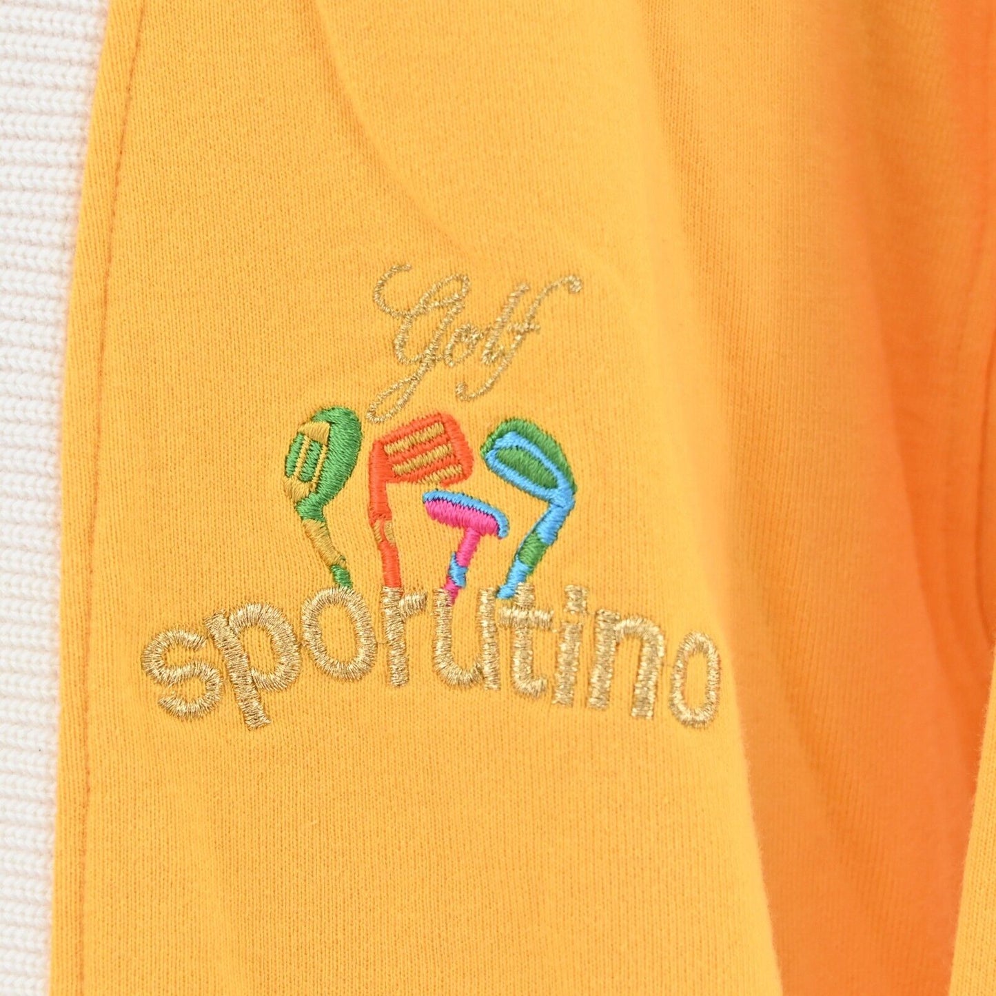 Vtg SPORUTINO Jacket Mens Size M Golf Logo Stripe Zip Yellow Embroidered 70s