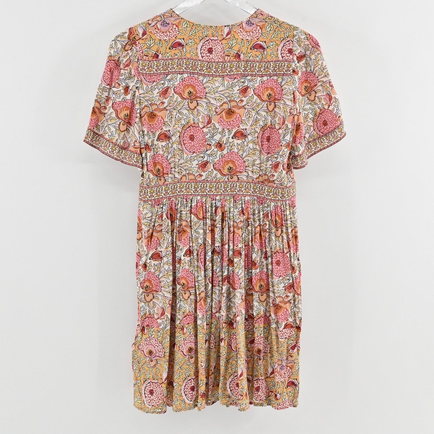 BASH Valia Dress Sz S Ocre Floral Bohemian Feminine Whimsical Romantic Ethereal