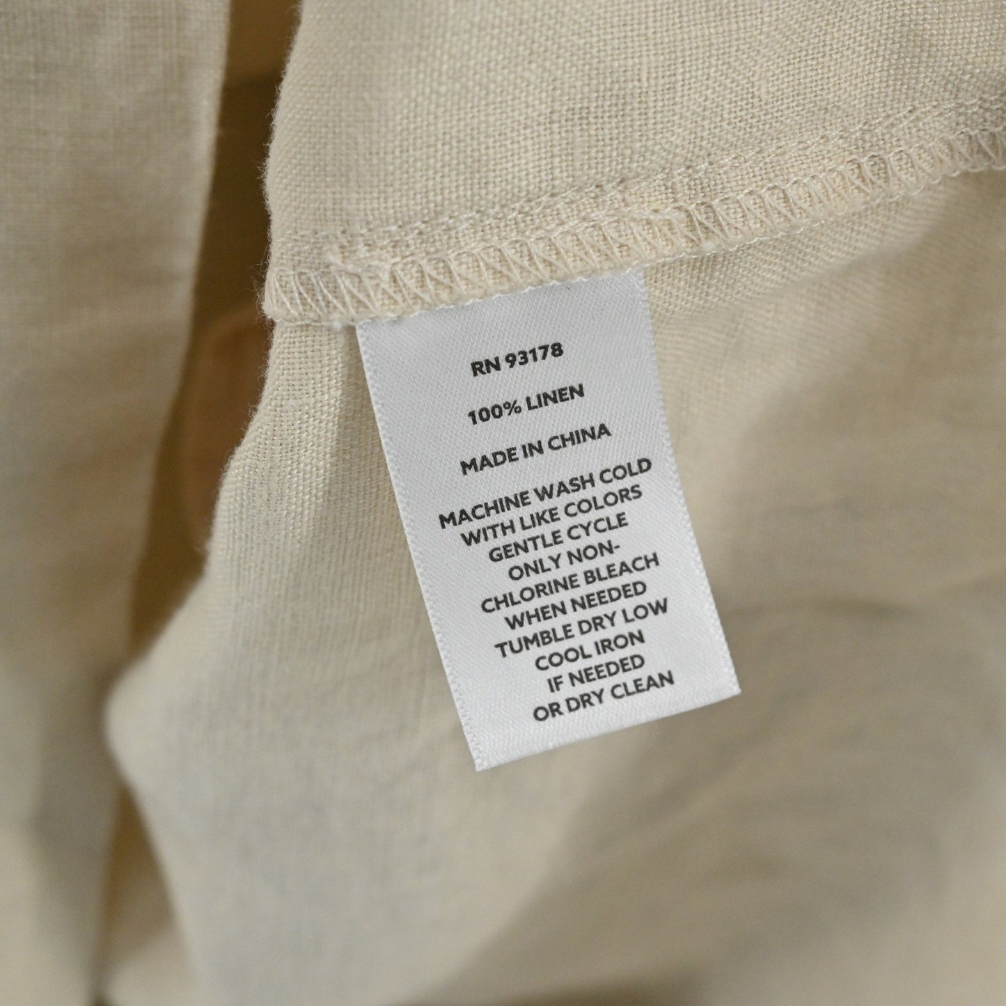 Magaschoni Linen Dress Size M Lagenlook Beige Ethereal Boho Neutral Tunic Tassel