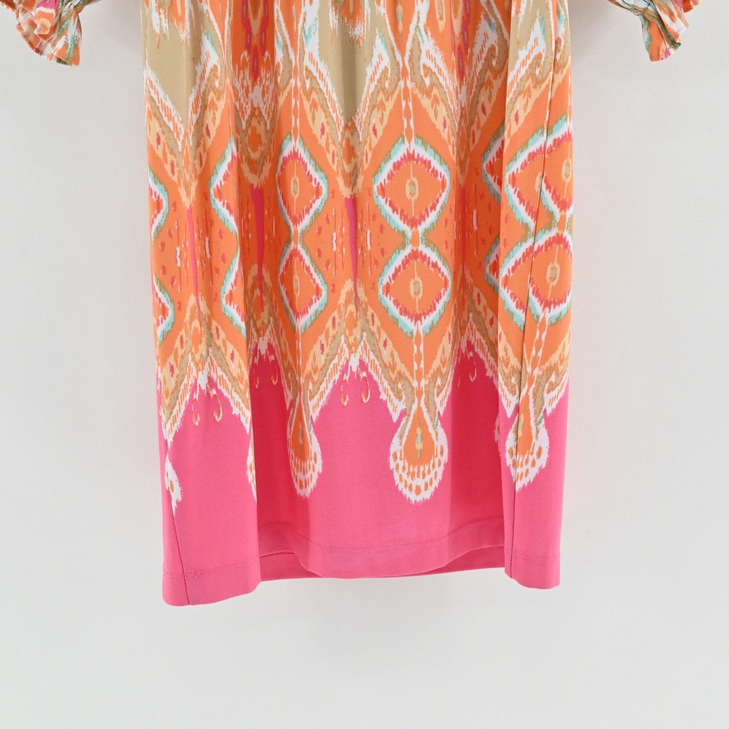 Boston Proper Blouson Dress Size 6 Colorful Ikat Off The Shoulder Boho Vibrant