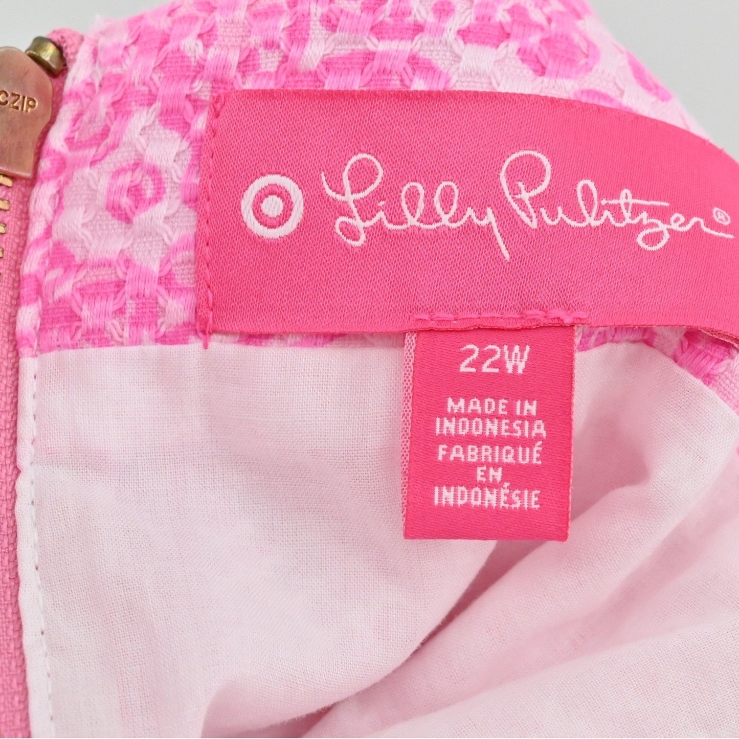 Lilly Pulitzer for Target See Ya Later Dress Size 22W Pink White Sleeveless Bold