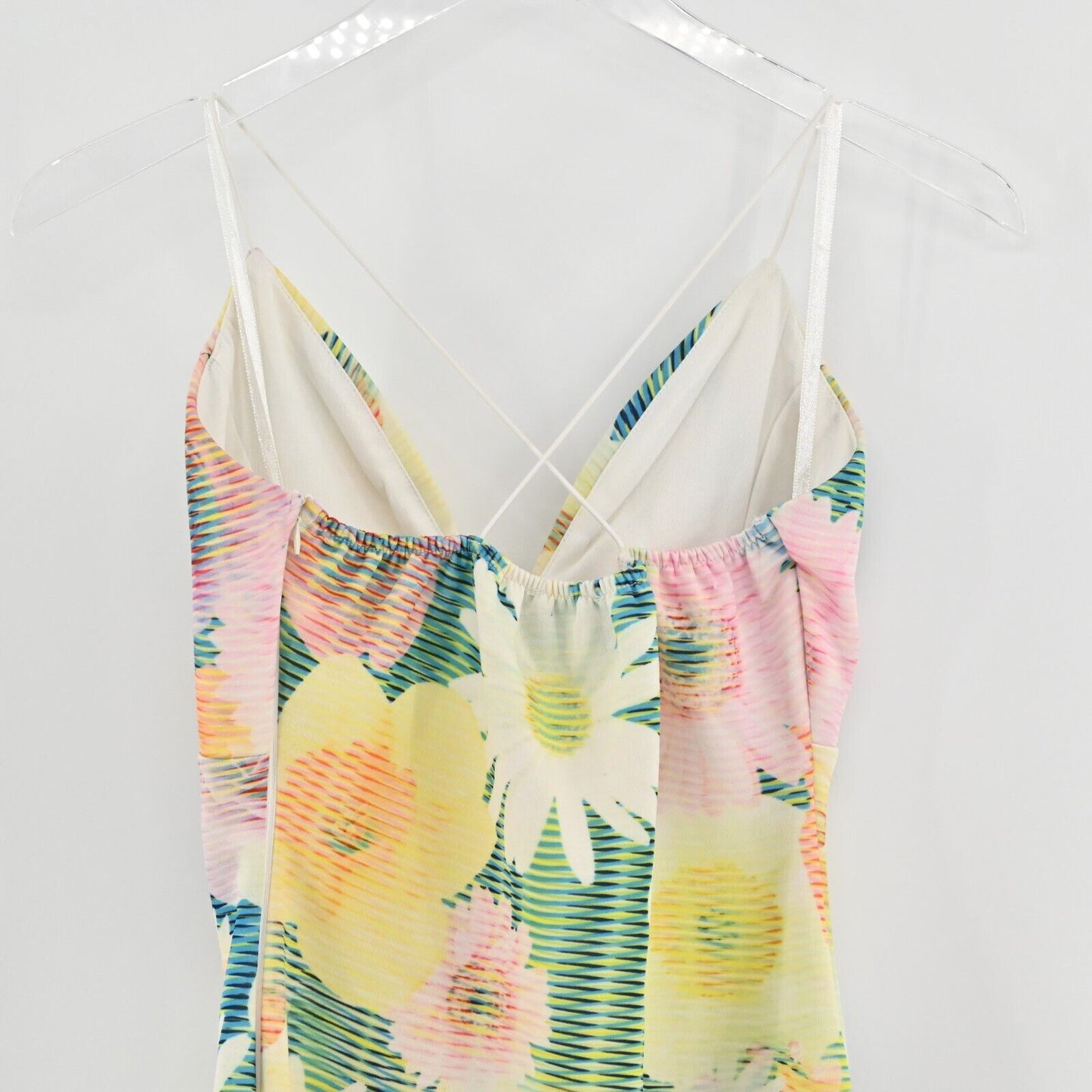 AX PARIS Dress Womens Sz 10 Cami String Pastel Digital Floral Print Midi Bodycon