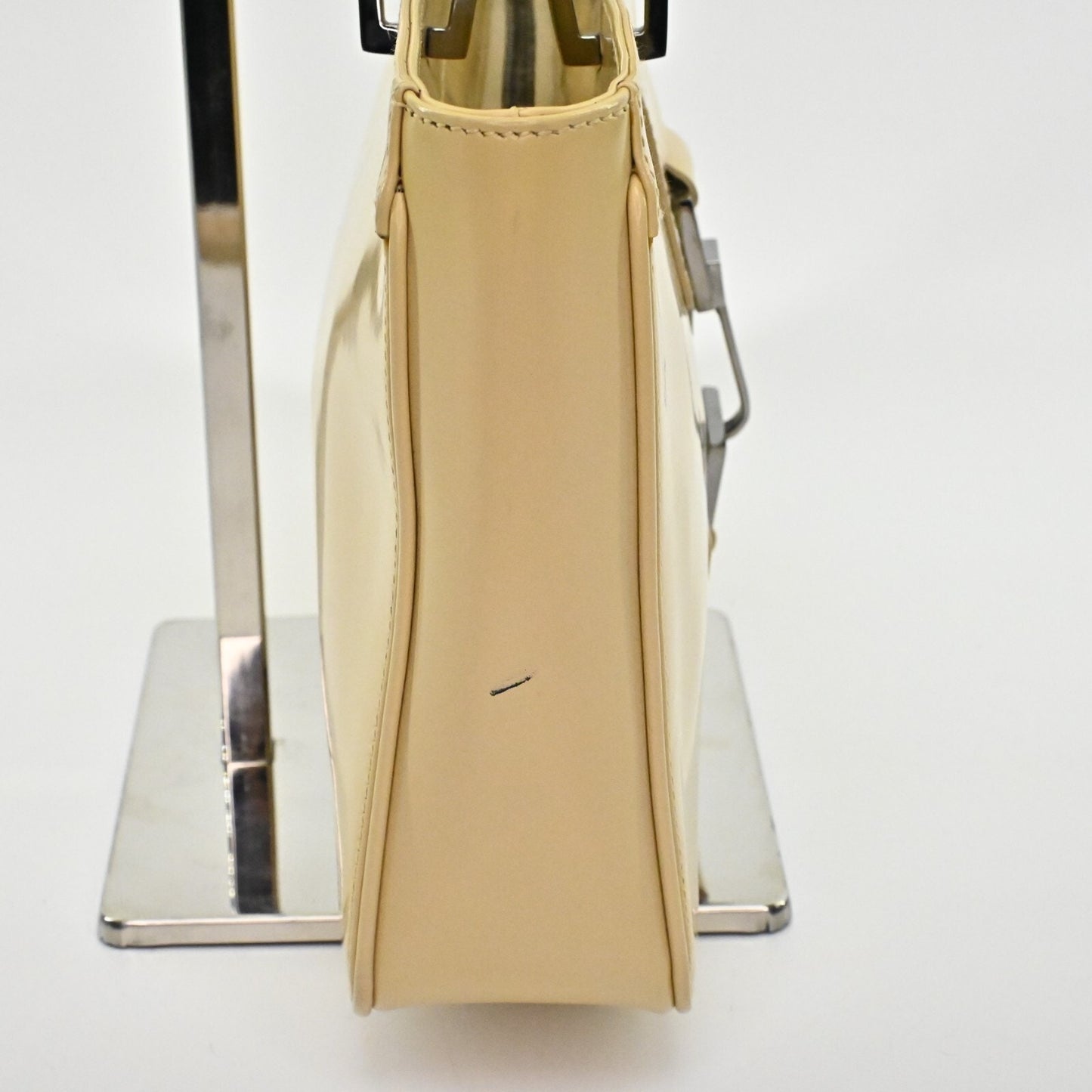 GUCCI Bag Jackie Beige Patent Leather Double Handle Classic Shoulder Tote Bag