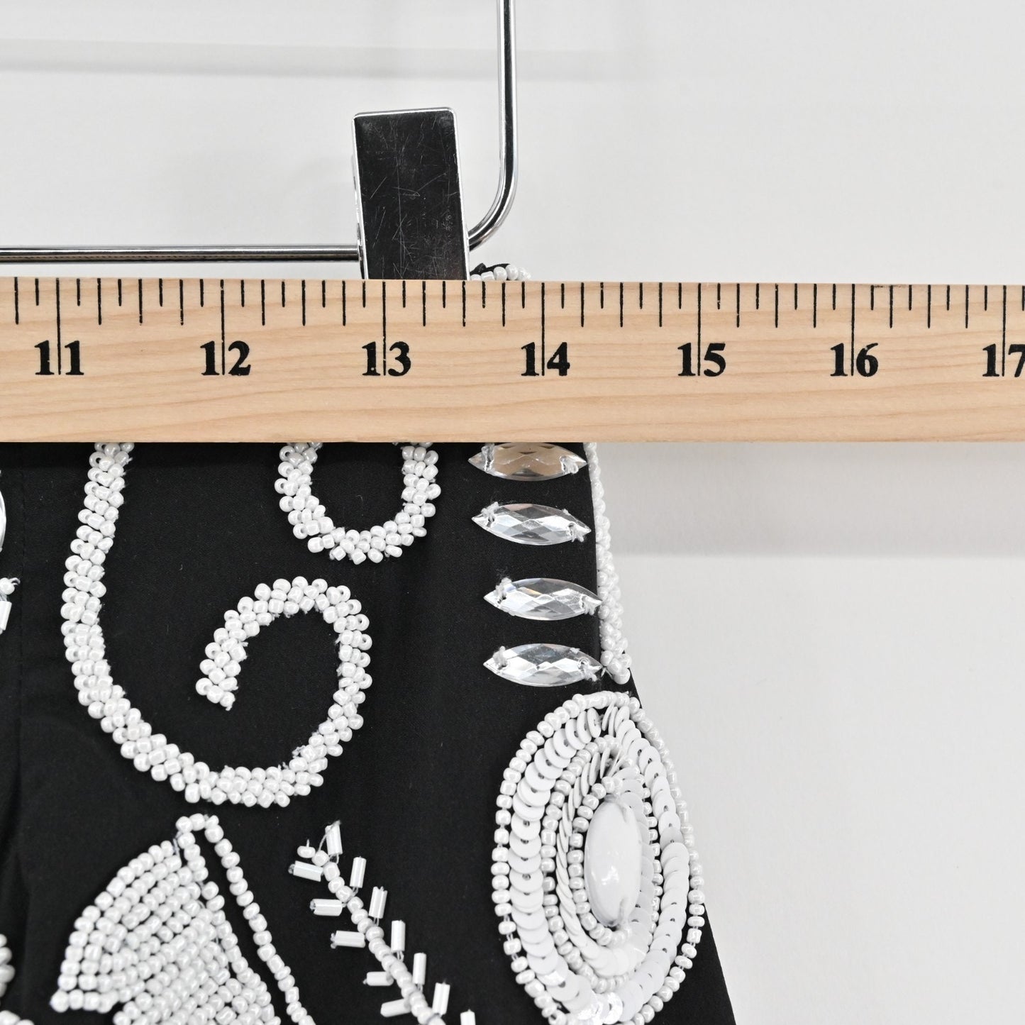 Alexis Womens Beaded Mini Skirt Size S Black White Rhinestone Embellished Luxe