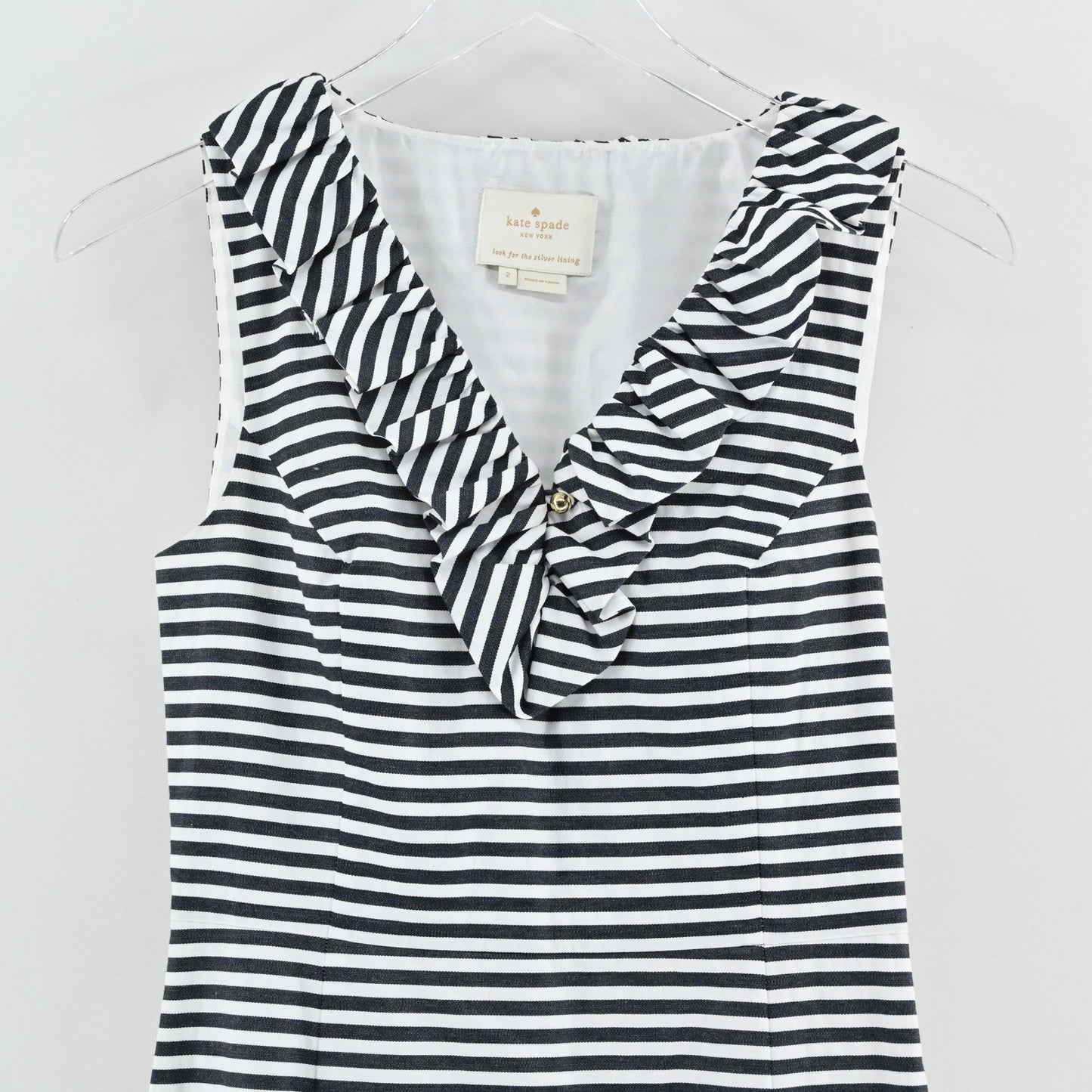 Kate Spade Striped Ruffle Dress Size 2 Nautical Sleeveless Breezy Preppy Cotton