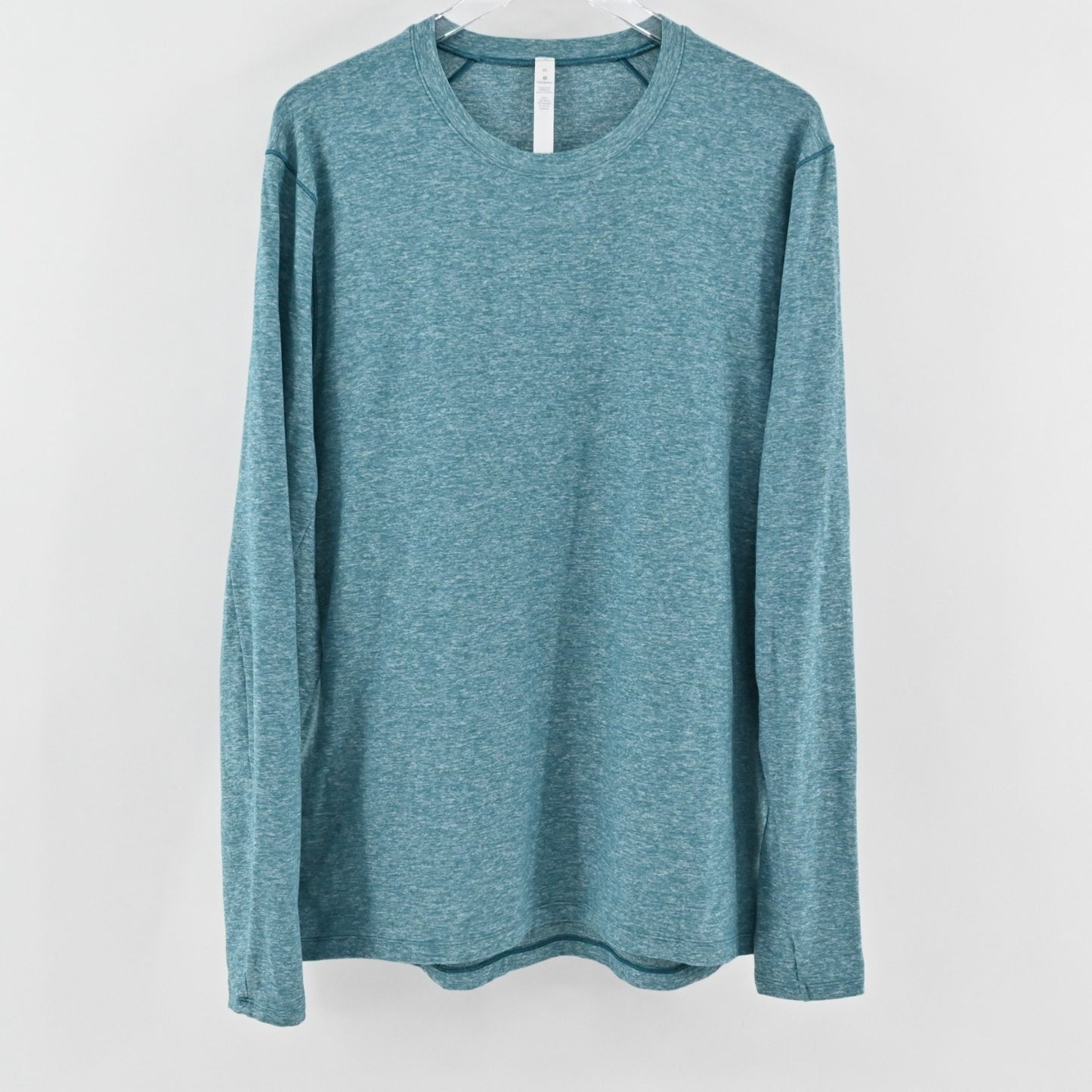 Lululemon Mens Surge Warm Long Sleeve Top Size XL Heathered Blue Zip Pocket Logo