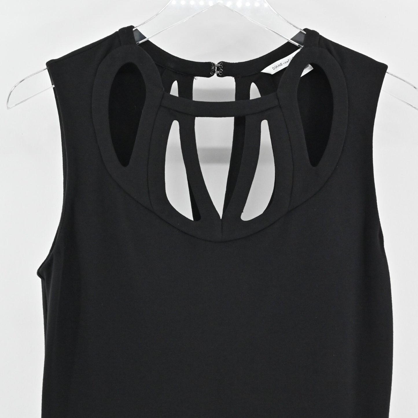 DIANE VON FURSTENBERG Amy Dress Size 6 Black Cut Out Sleeveless Classic Mini DVF
