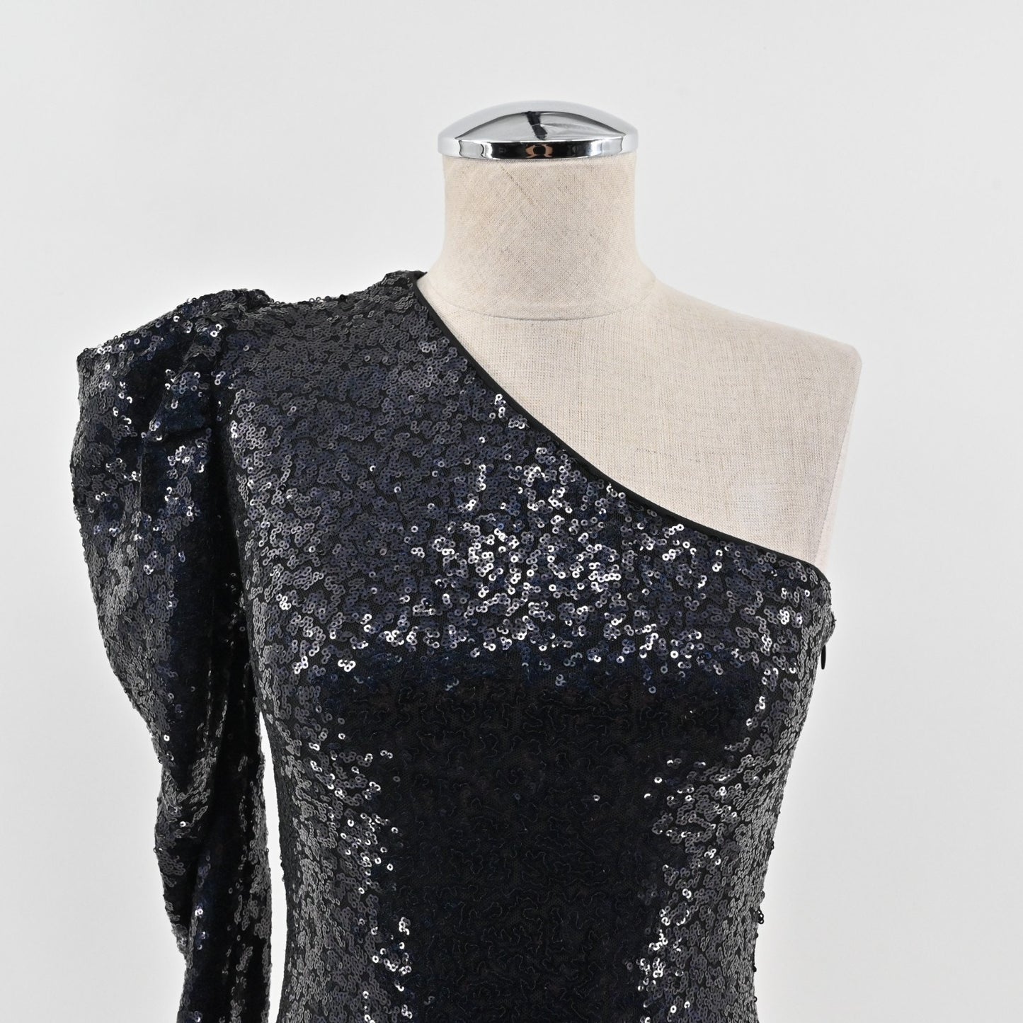 Lovers and Friends Womens Shaline Black Sequin Top Size XS One Shoulder Blouse