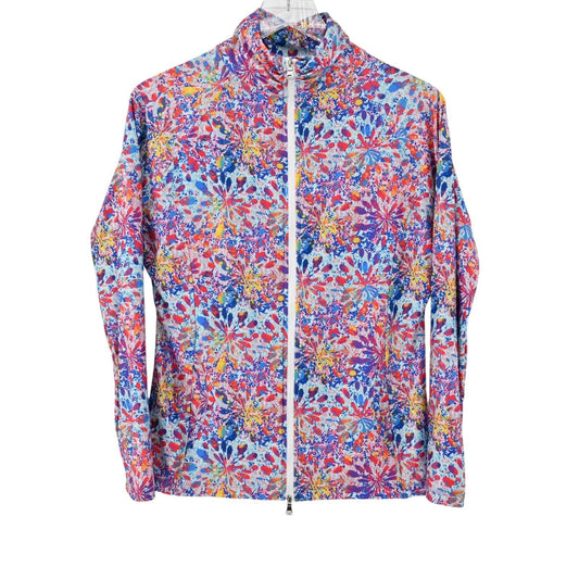 TEE 2 SEA Jacket Womens Size S Multicolor Printed Long Sleeve Mock Neck Zip Up
