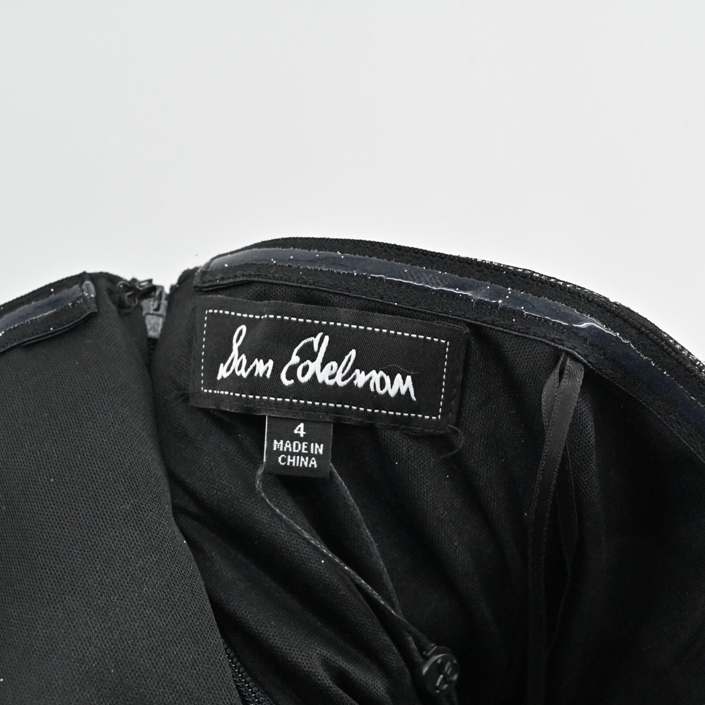 SAM EDELMAN Womens Cady Jumpsuit Size 4 Black Silver Glitter Strapless Bow NEW