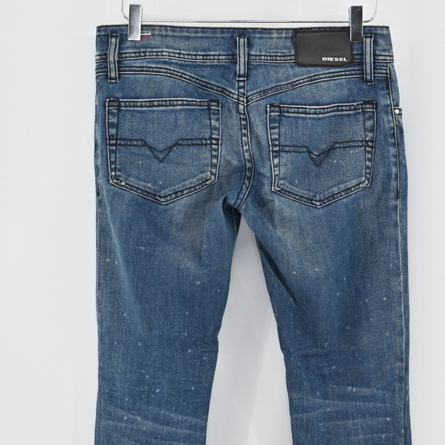 Vtg Y2k DIESEL Womens Low Rise Jeans Size 28 Skinny Bleach Splatter Distressed