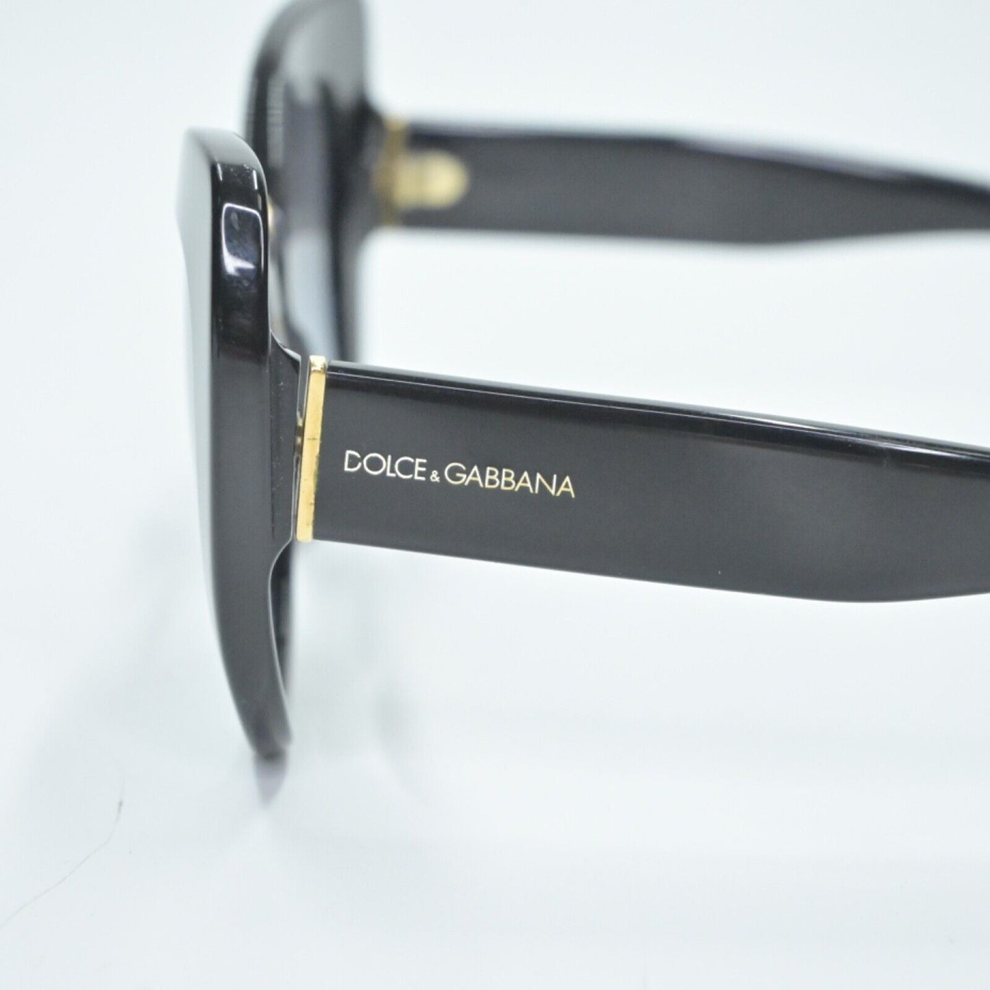 DOLCE GABBANA Sunglasses Black Butterfly Cat Eye Case Gold Metal Bridge Italy