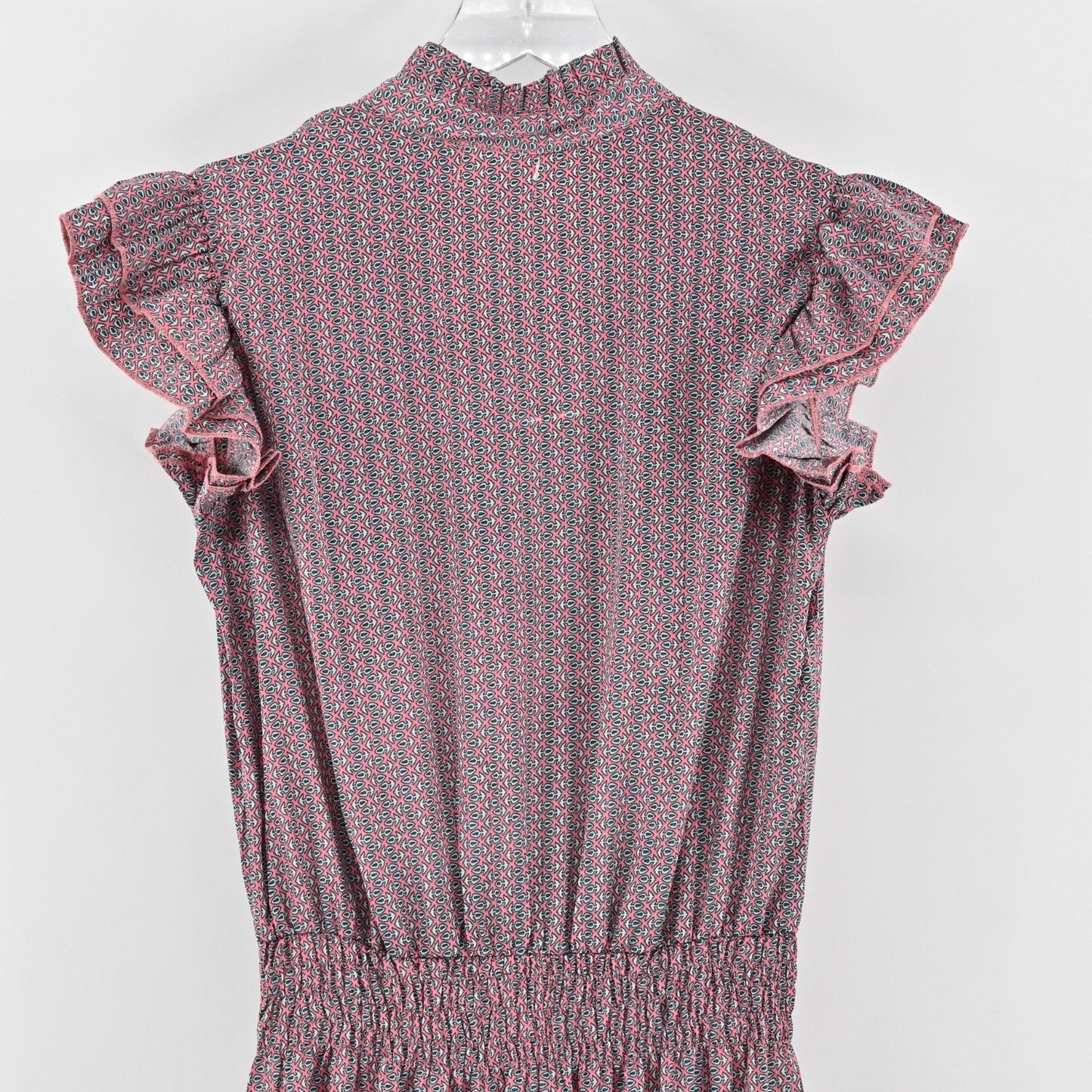 PERRY WALKER COLLECTIVE Cornelia Midi Dress Size M Pink Floral Silk Peasant Boho