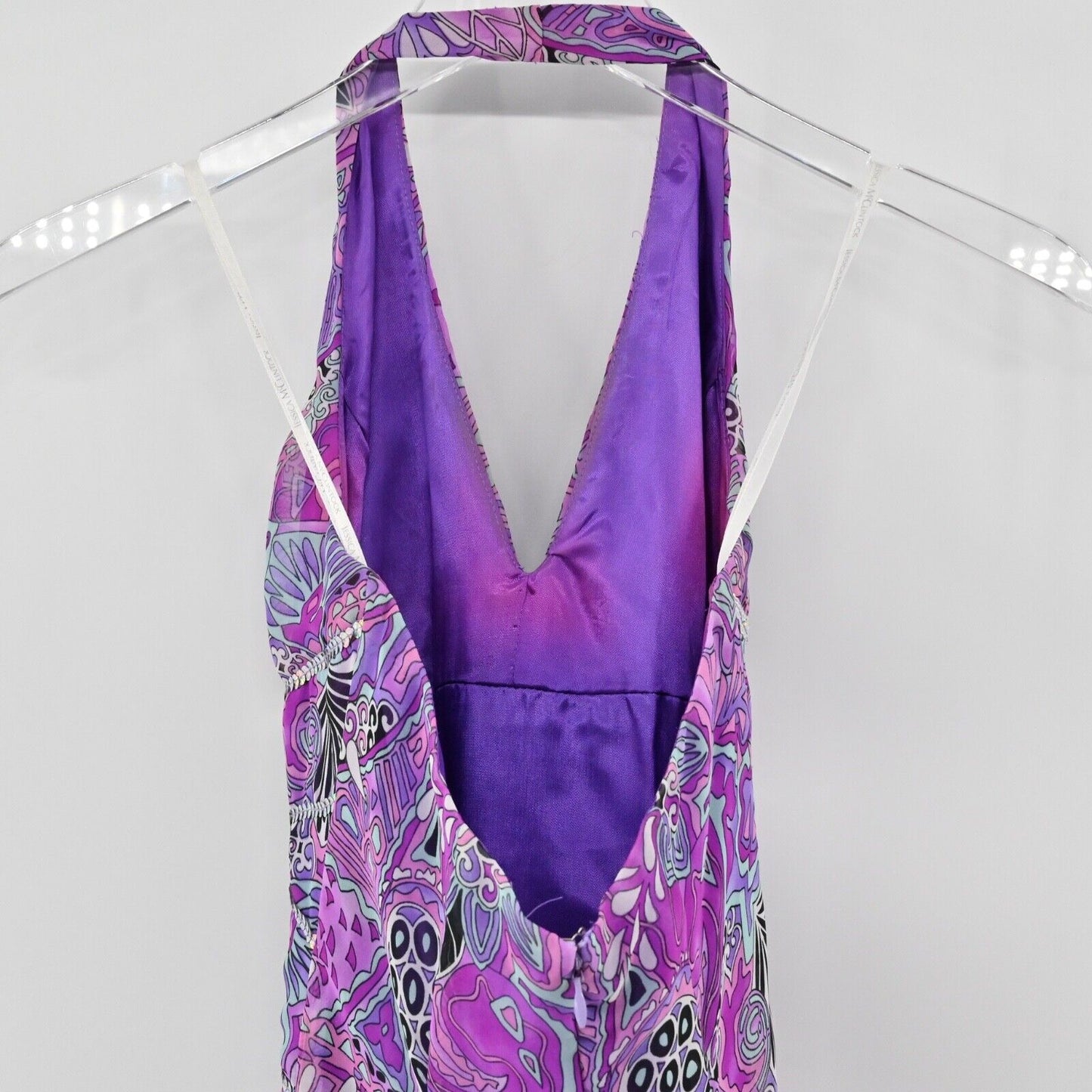 Vtg GUNNE SAX Dress Womens Size 3 Purple Paisley Millennium 2000 Halter Maxi USA