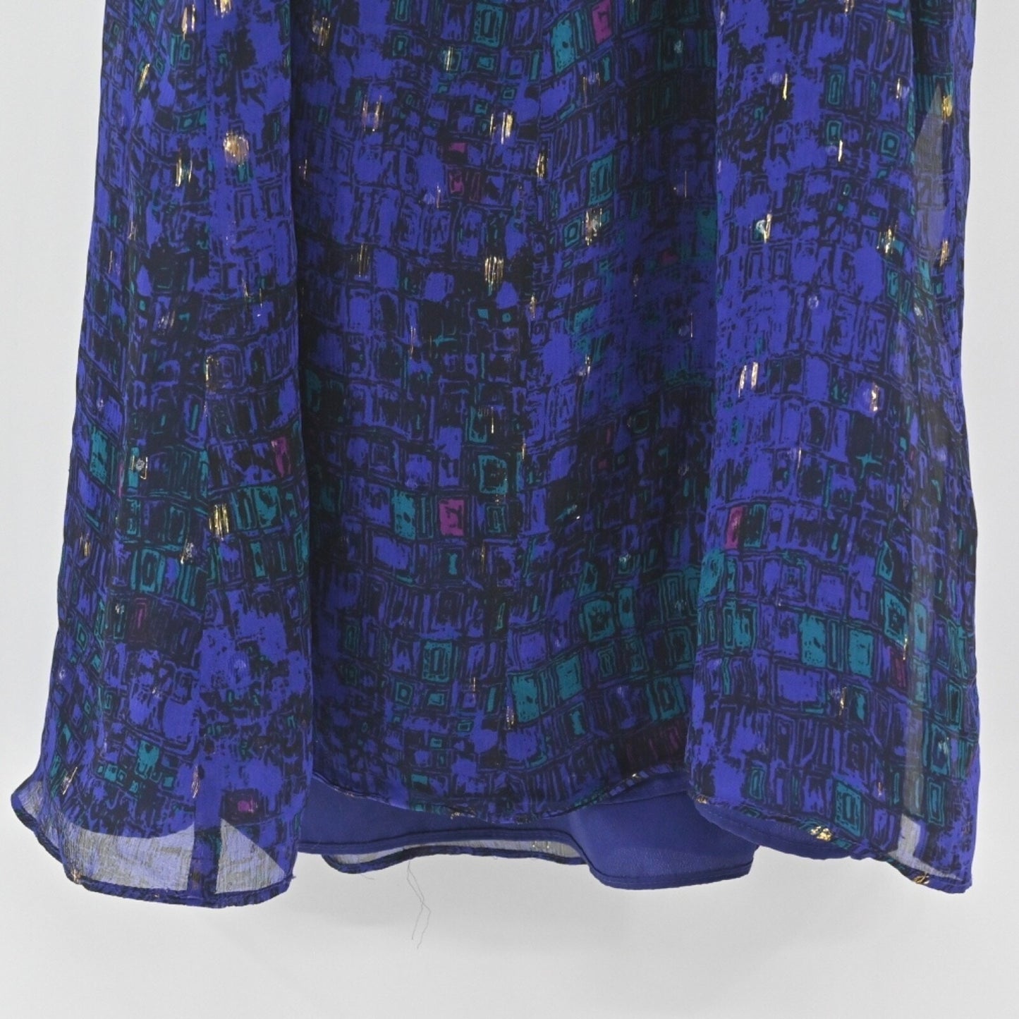ARYN K Womens Silk Chiffon Top Size S Boho Fairy Romantic Blue Spaghetti Straps