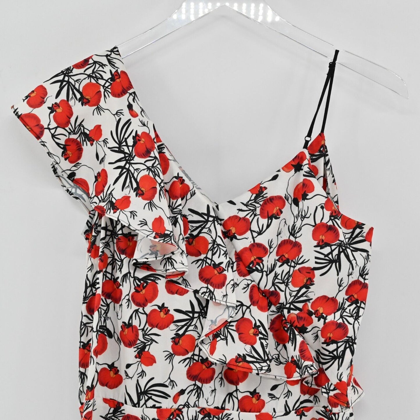 DELFI COLLECTIVE Dress Womens Sz S Zarina Midi Multi Floral Print Ruffle Detail