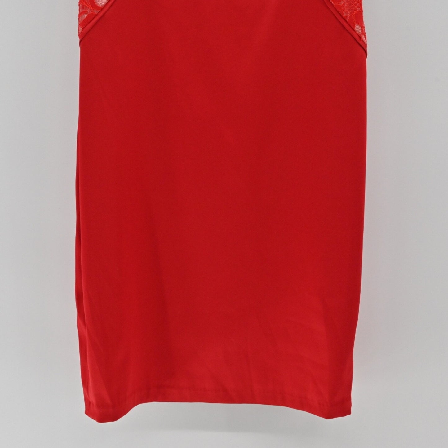 SANGRIA Womens Red Satin Dress Size 2 Lace Inlay Office Siren Cocktail Holiday