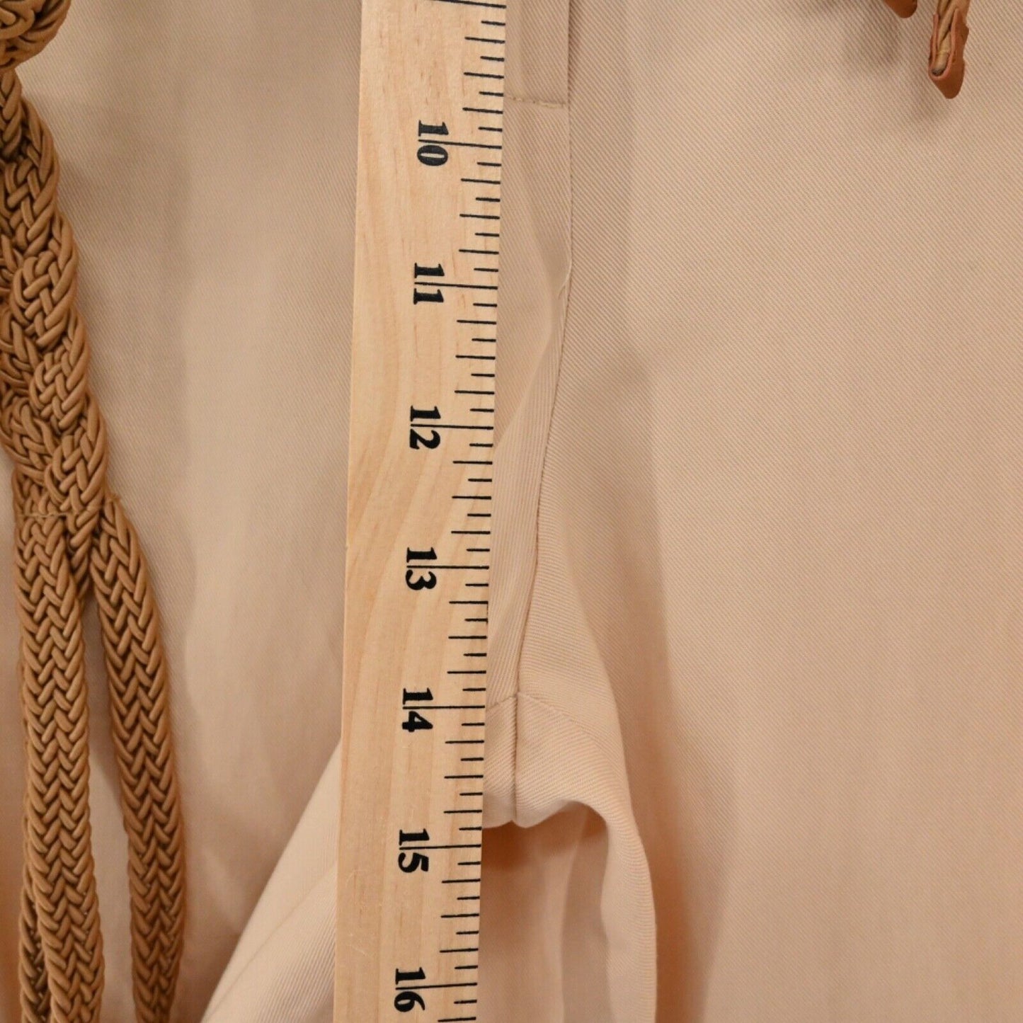 ZARA Pants Womens Sz XL Peach Cotton Blend High Rise Paperbag Braided Belt NEW