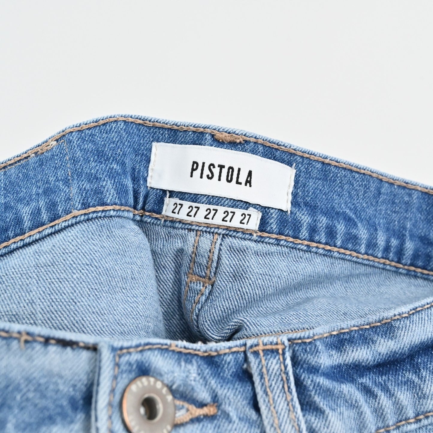 PISTOLA Womens Charlie Side Zip Jeans Size 27 Distressed High Rise Blue Denim