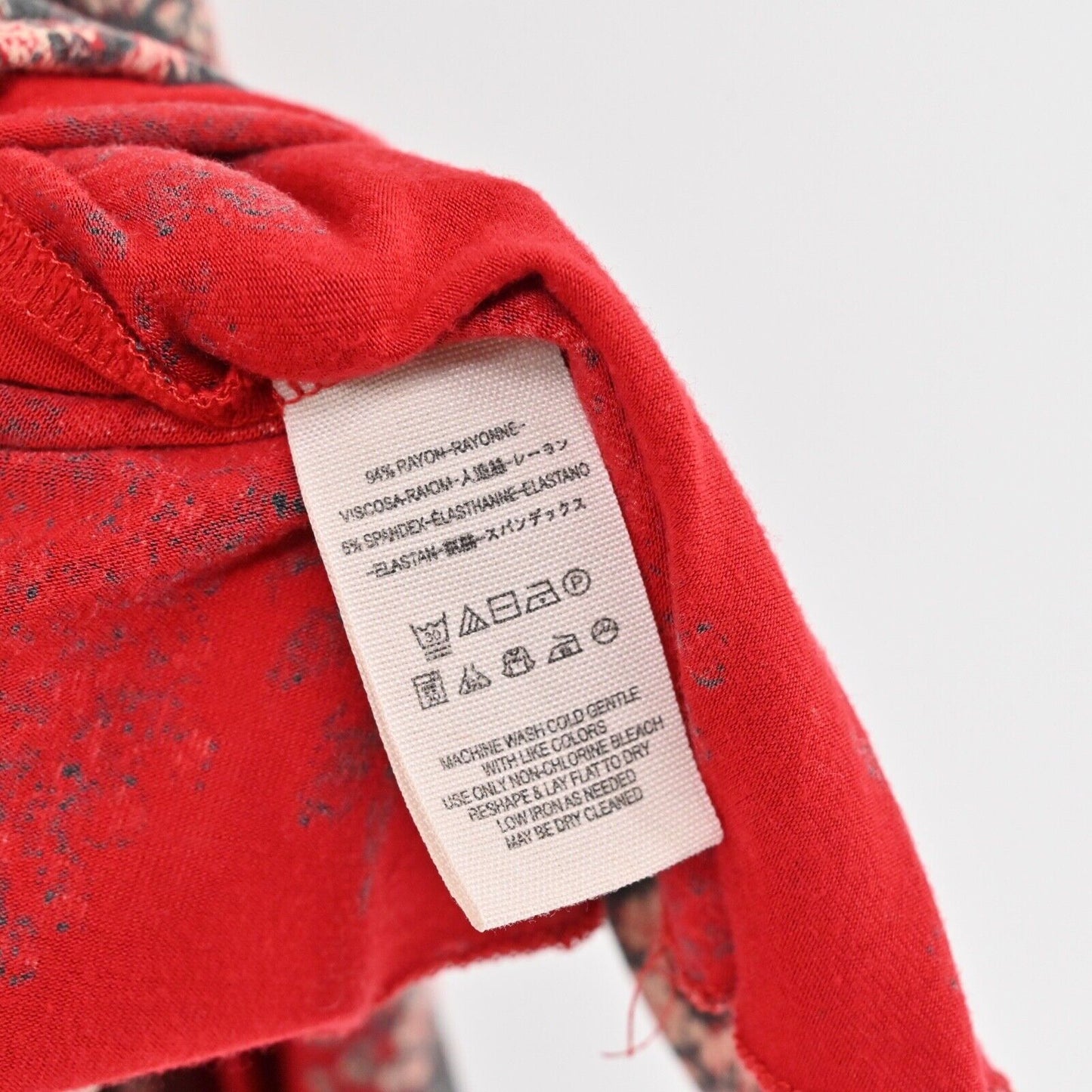 FREE PEOPLE Top Womens Size XS Speak Easy Red Floral V Neck Bell Sleeve Babydoll