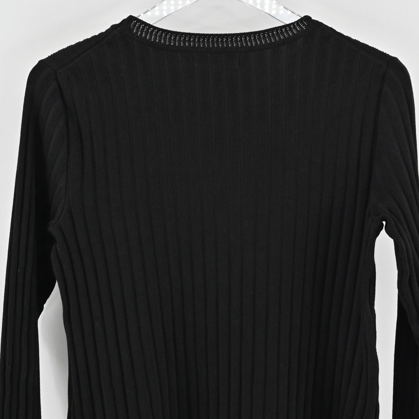 Karl Lagerfeld Womens Twofer Ribbed Sweater Size S Black White Mixed Media Top