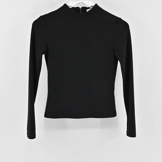 Alice Olivia Womens Haylen Black Top Size XS Long Sleeve Mock Neck Solid Blouse