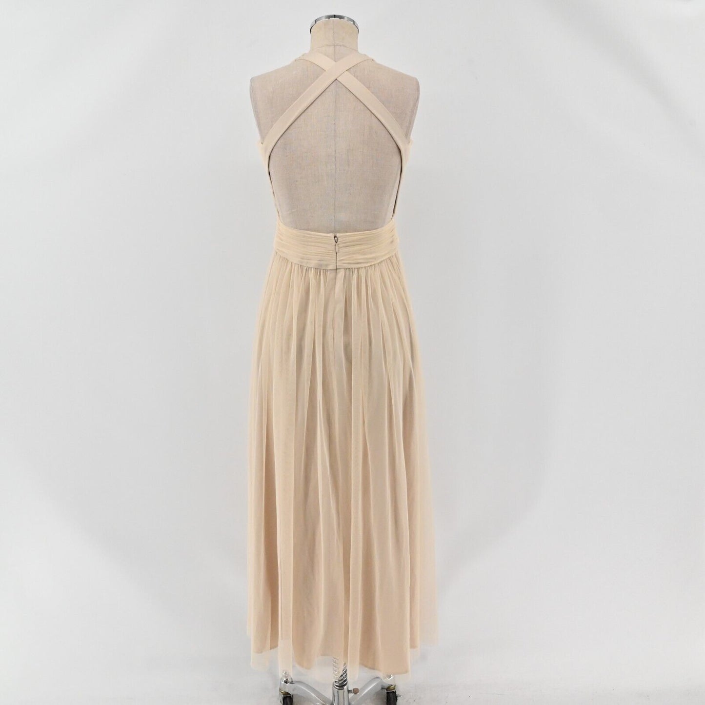 ANTHROPOLOGIE Dress Womens Size 0 Hitherto BHLDN Edith Gown Beige Ruched Maxi