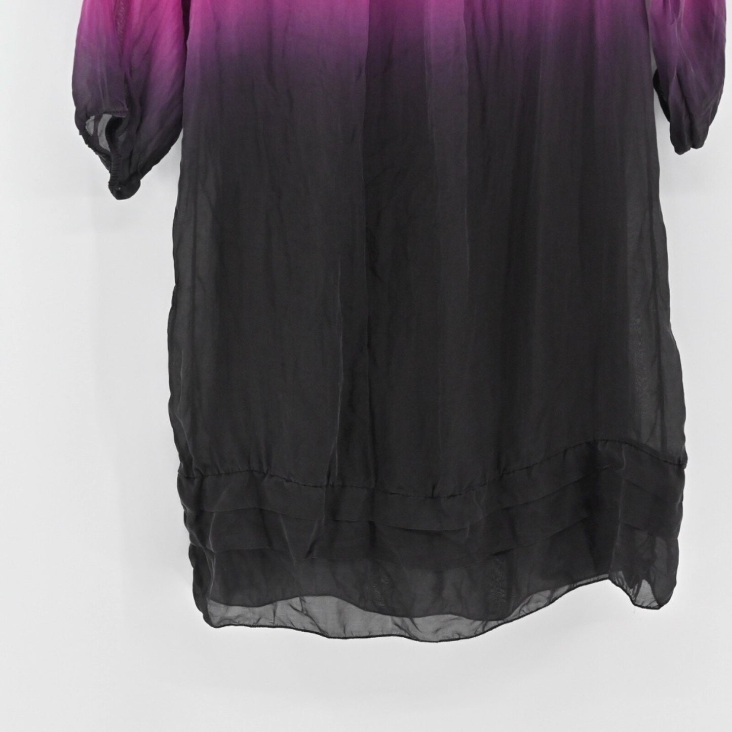 PRONTOMODA GIUSY Womens Silk Ombre Dress Size M Pleated Shift Pink Dip Tie Dye