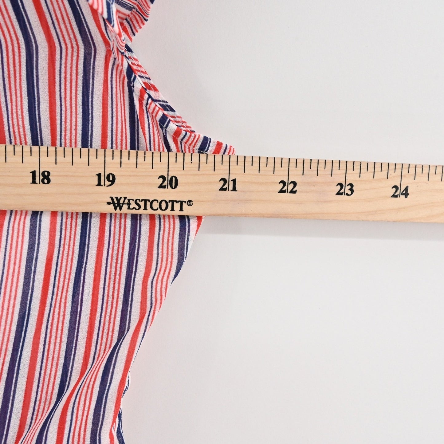 Modcloth Striped Button Front Midi Dress Size L Ruffle Nautical Retro Red Blue