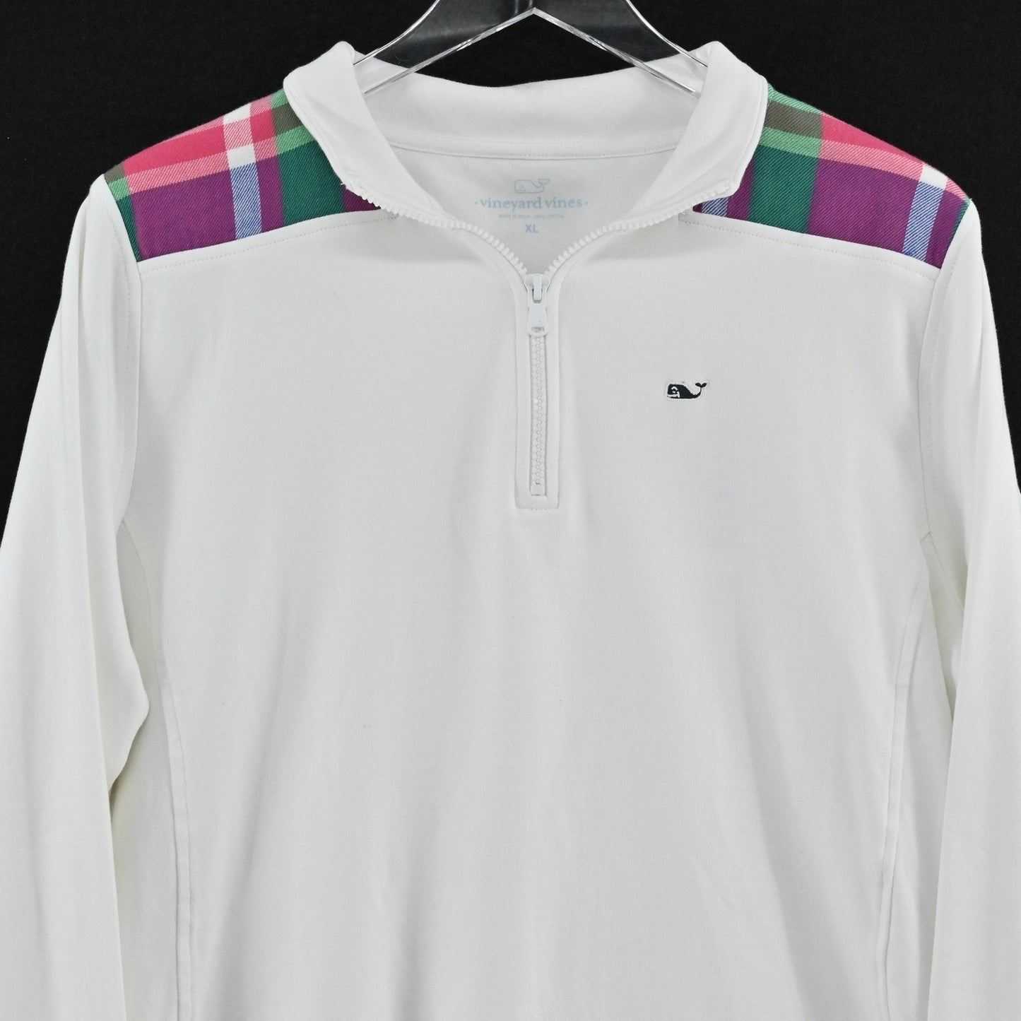 Vineyard Vines Womens Tiddings Tartan Pullover Size XL Preppy Jersey 1/4 Zip