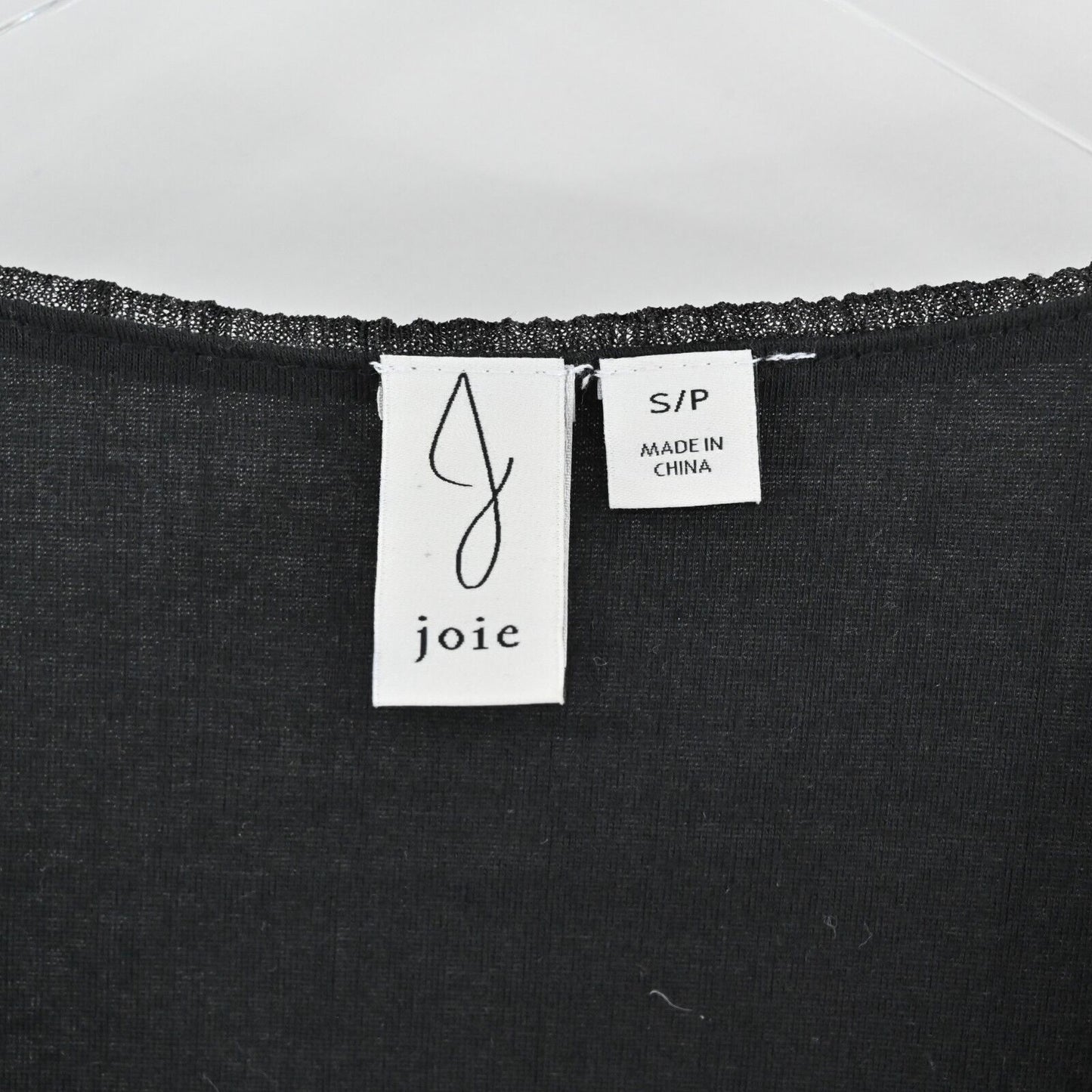 JOIE Top Womens Size S Black Metallic VNeck Gathered Blouse Semi Sheer Sleeves