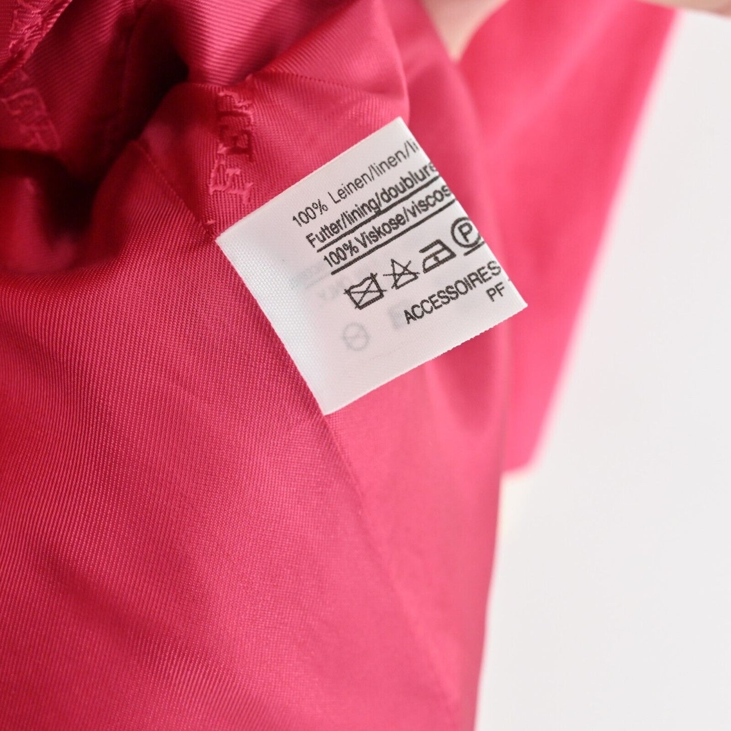 Vtg LOUIS FERAUD Blazer Womens Size 8 Pink White Trim Linen Short Sleeve Jacket