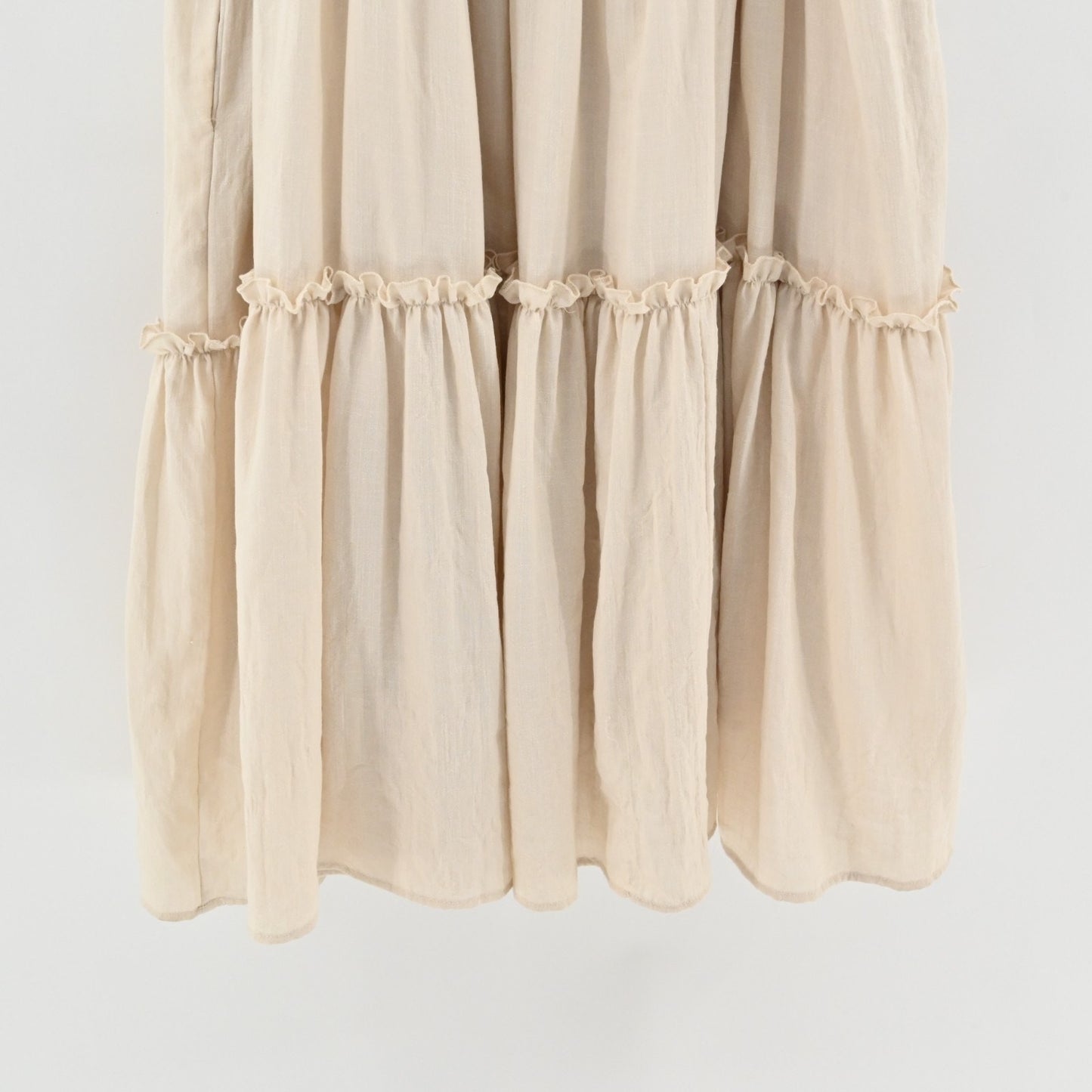 IVY CITY Co Tiered Dress Sz 3X Beige Smocked Scoop Neck Puff Sleeve Stretch Midi