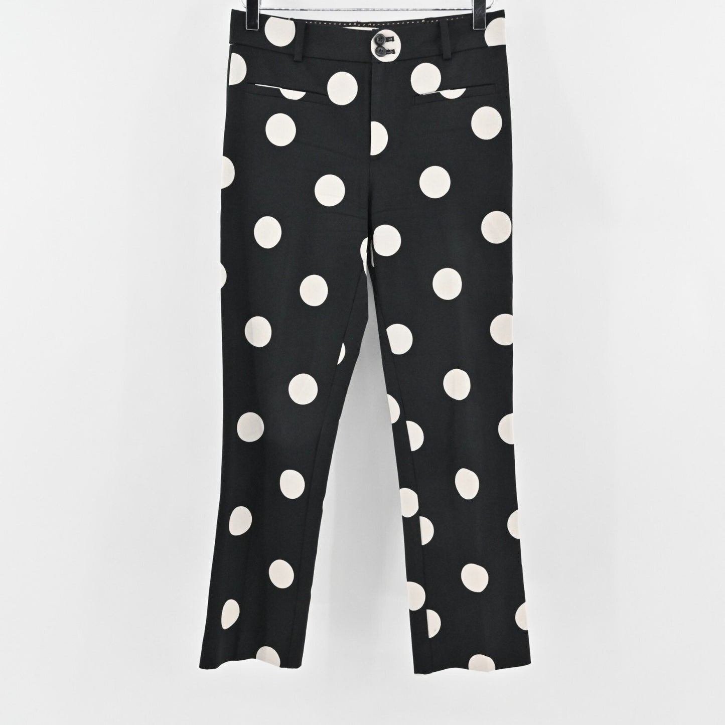 ANTHROPOLOGIE Pants Womens Size 2 Polka Dot Black Essential Skinny Kick Flare