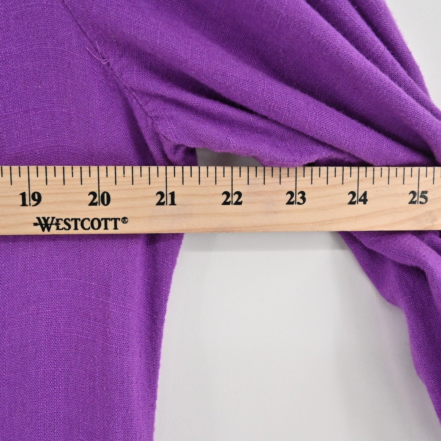 J Jill Linen Midi Dress Size S Purple Puff Sleeve Boho Lagenlook Button Front