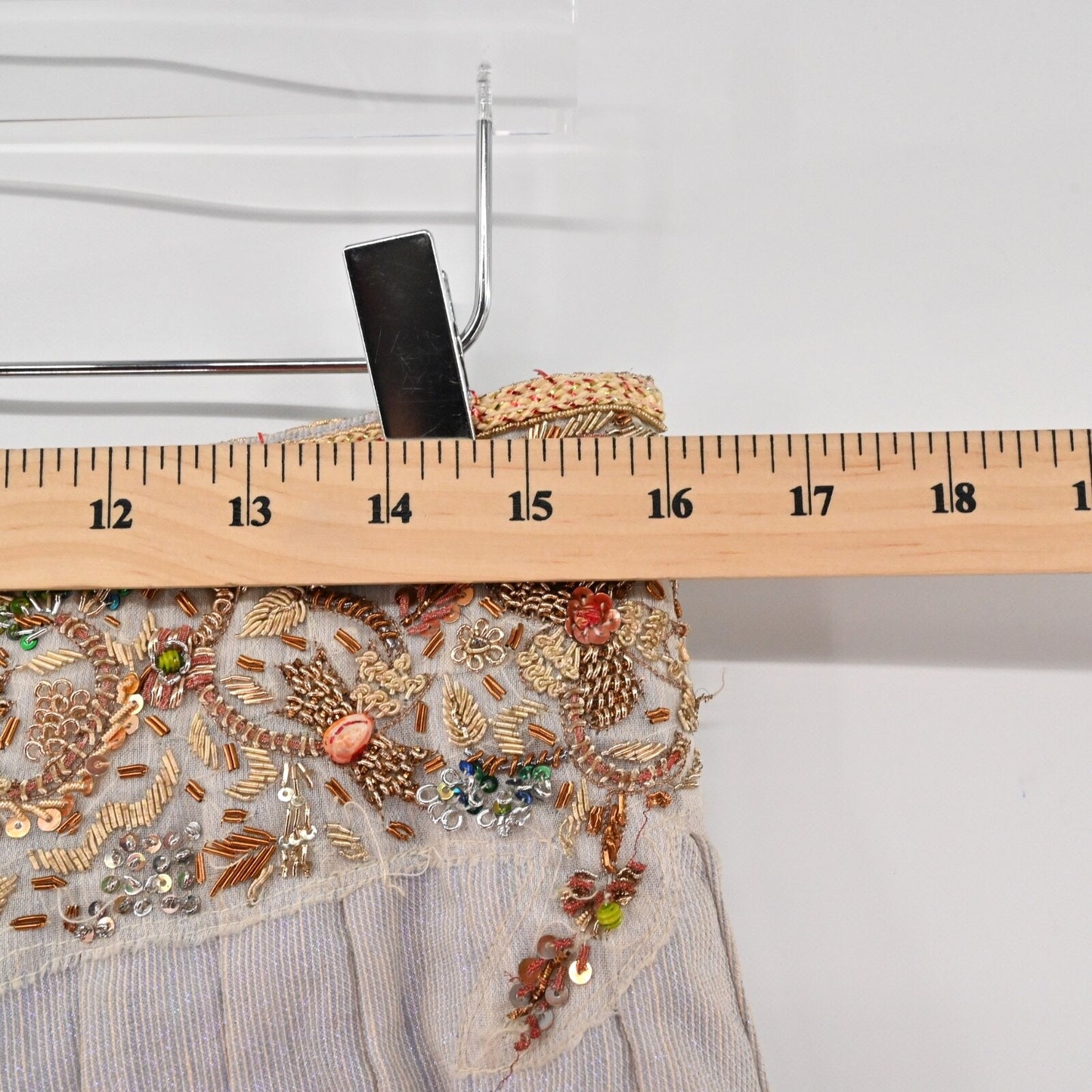 Vtg ZENOBIA Womens Pleated Skirt Size 10 Fairy Shimmer Sequin Beaded Linen Y2k