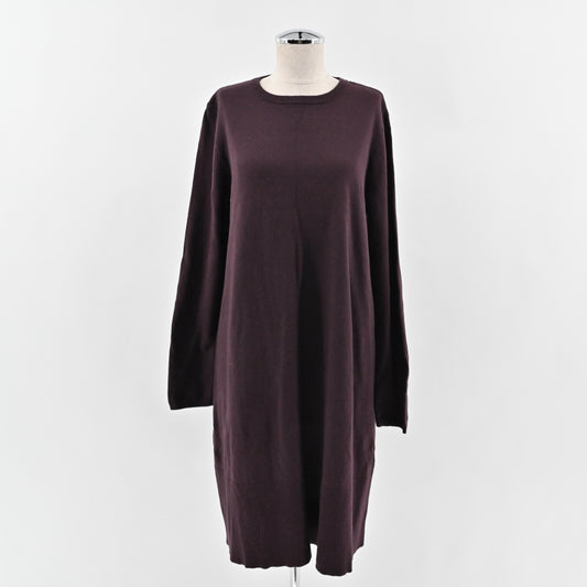 J JILL Sweater Dress Size M Merlot Knit Long Sleeve Shift Knee Length Casual