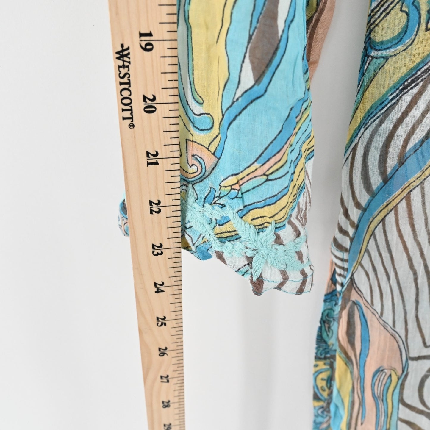 RAJ Tunic Dress Size M Blue Embroidered Printed Cotton Relaxed Fit Bohemian