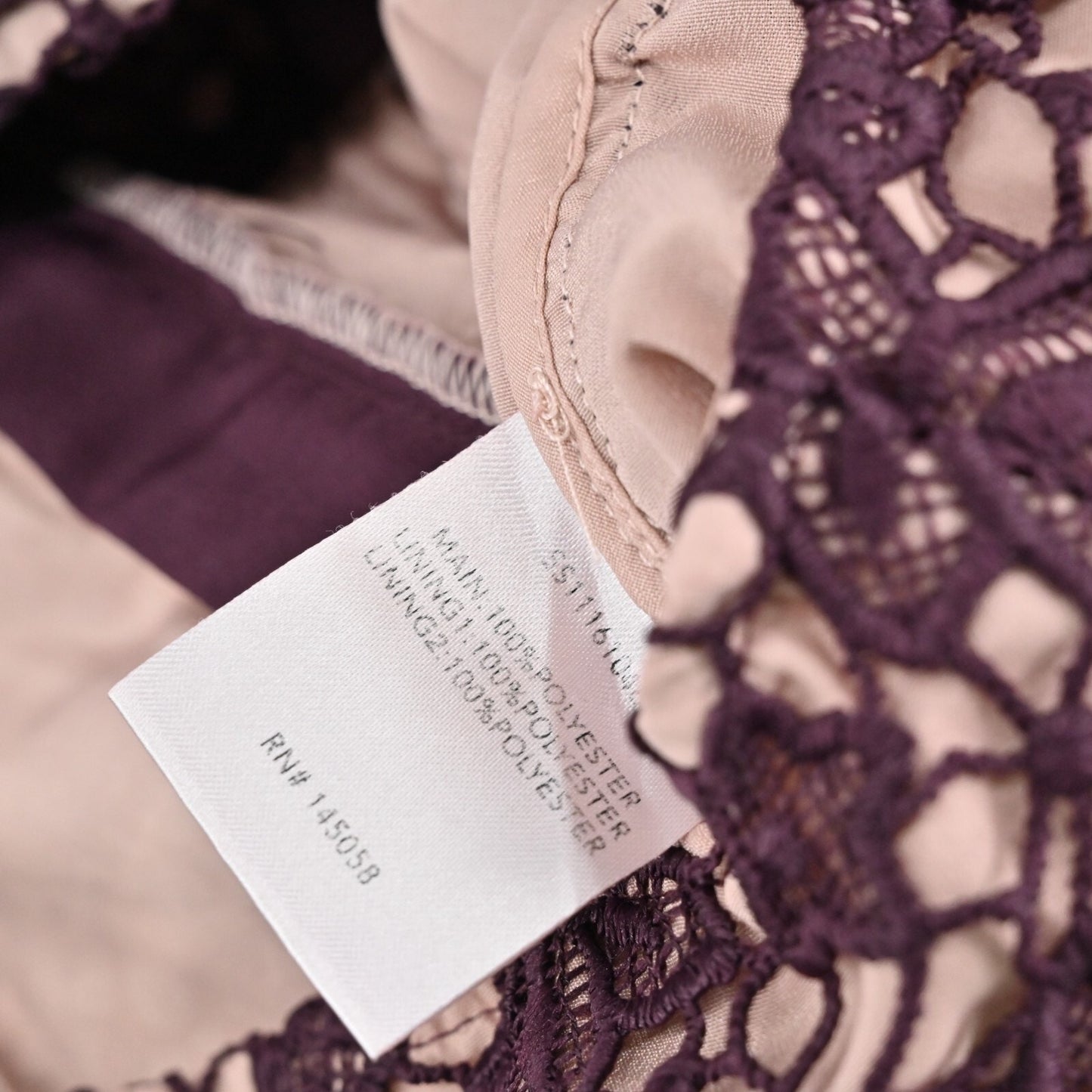 STYLESTALKER Revolve Dress Sz S Plum Rosale Floral Lace Sleeveless Cutout Hi Low