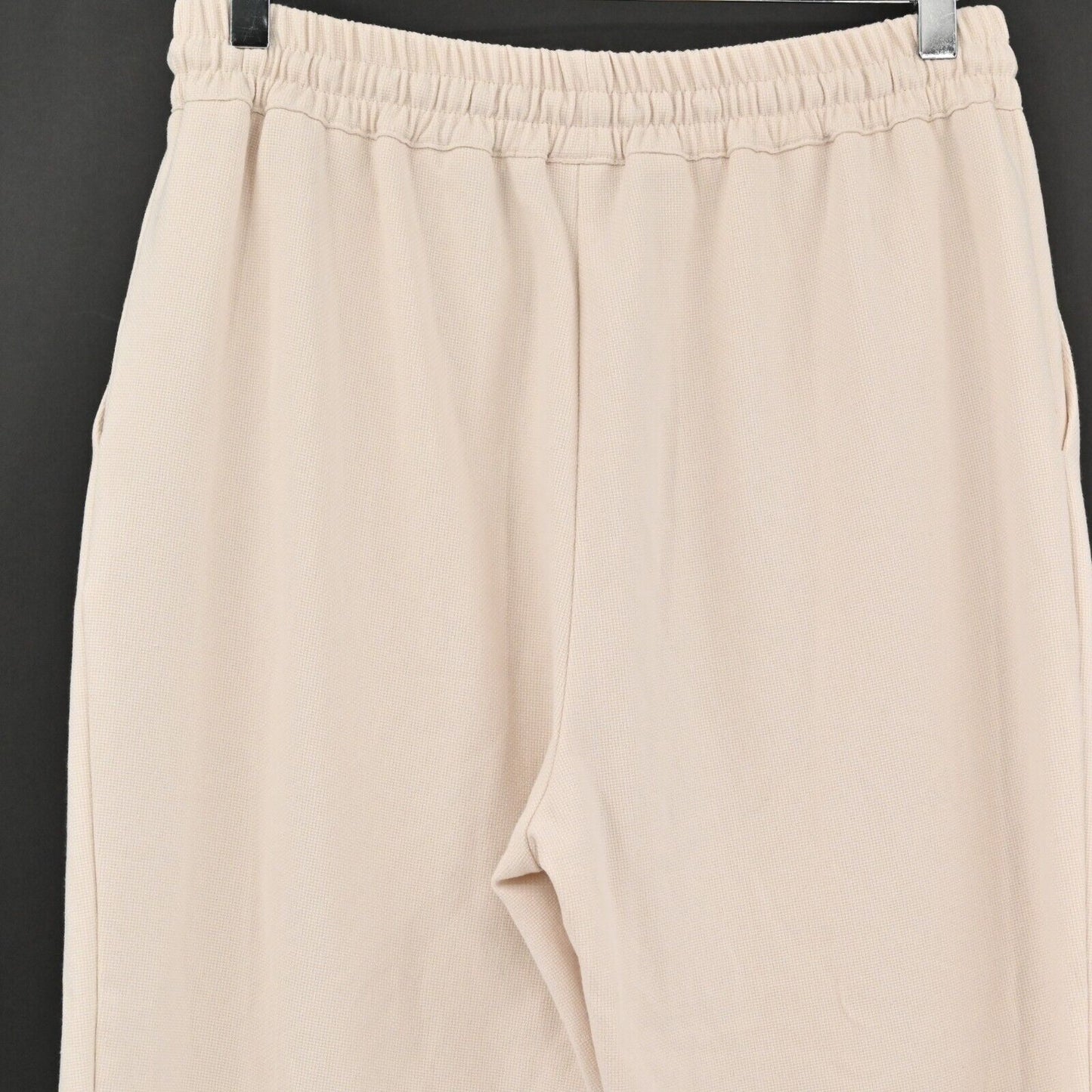 ZARA Pants Womens Sz Medium Ivory Pull On Drawstring Tapered Ankle High Waisted