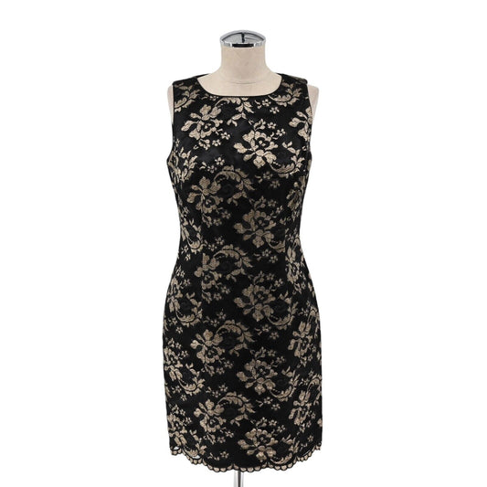 Vtg HUGO BUSCATI Dress Womens Size 6 Black Floral Lace Sleeveless Sheath USA 90s