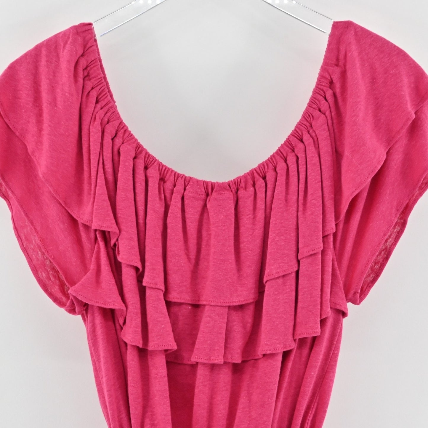 Ralph Lauren Womens Jersey Off Shoulder Pink Top Size XL Ruffle LRL Blouse NEW