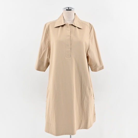 COS Khaki Shirt Dress Size S Open Collar Oversized Shift Casual Neutral Preppy