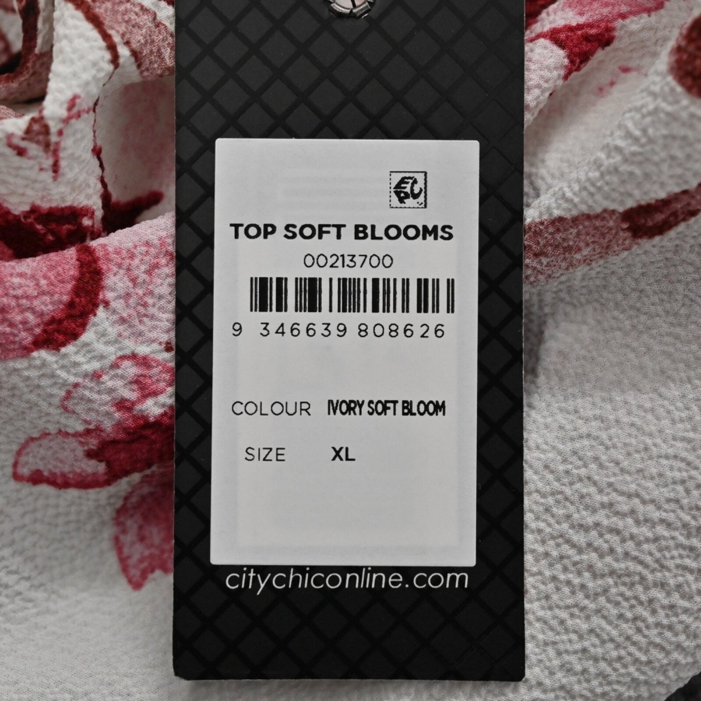 CITY CHIC Womens Top Size XL/22 Ivory Soft Blooms White Red Floral Peplum Ruffle