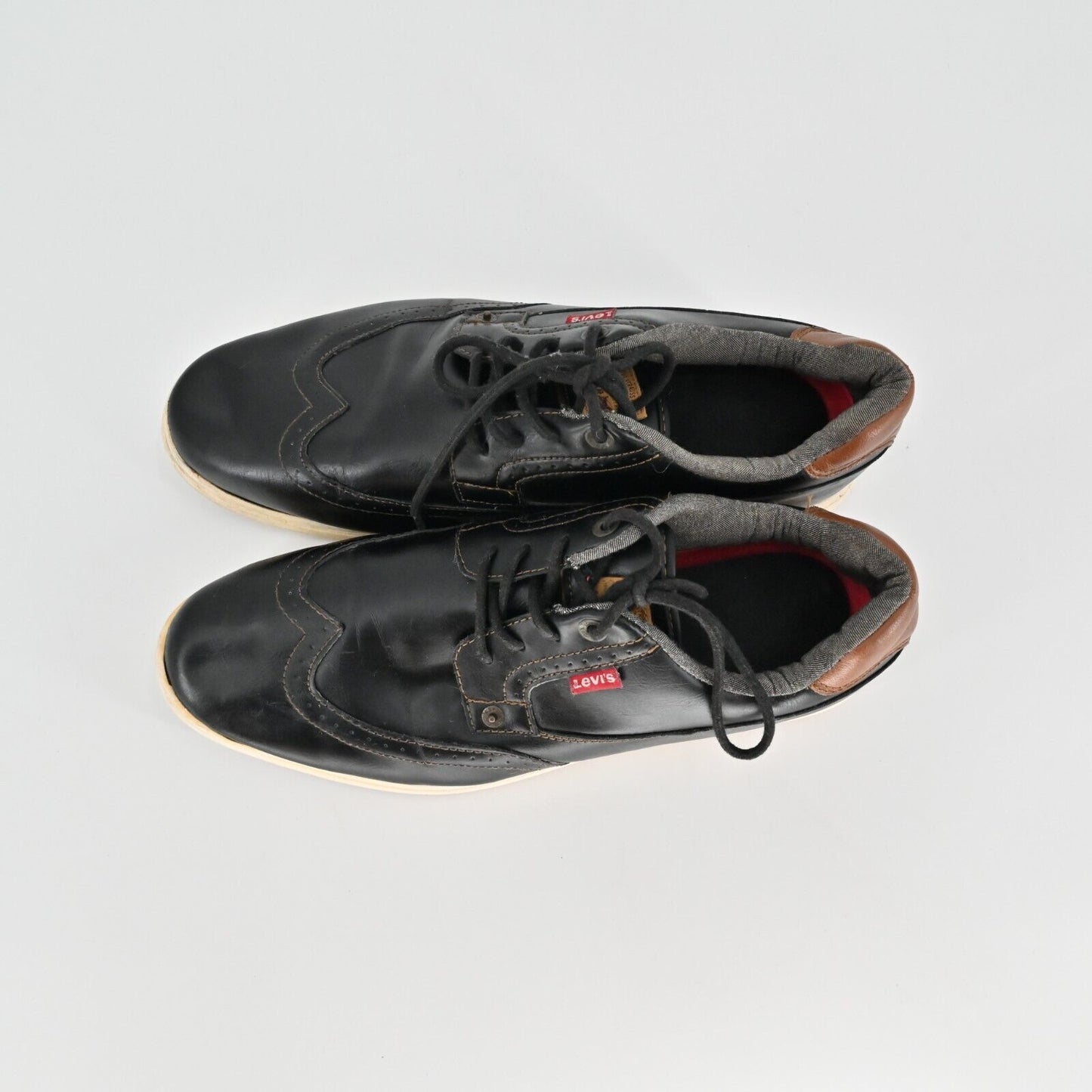 LEVIS Sneakers Mens Size 13 Casual Black Faux Leather Lace Up Wingtip Oxford