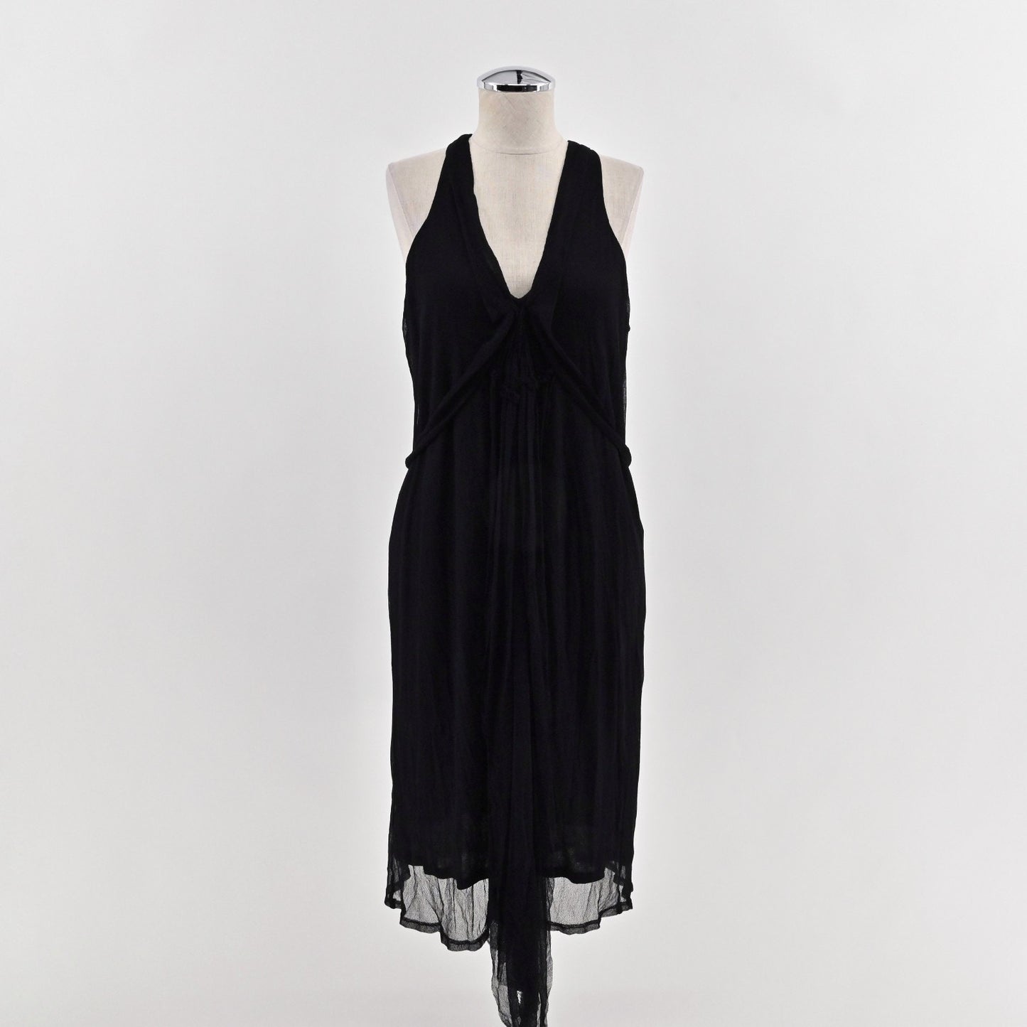 Sharon Wauchob Silk Midi Dress Size 42 Whimsigoth Asymmetrical Black Sleeveless