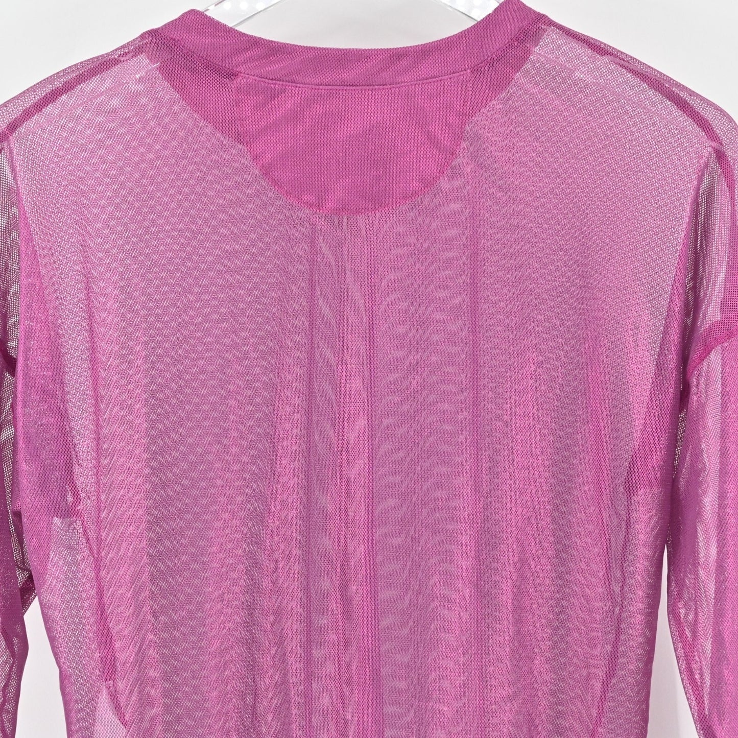 LUCKY IN LOVE Womens Goddess Mesh Top Size XS Passion Pink Sheer Layering Shirt