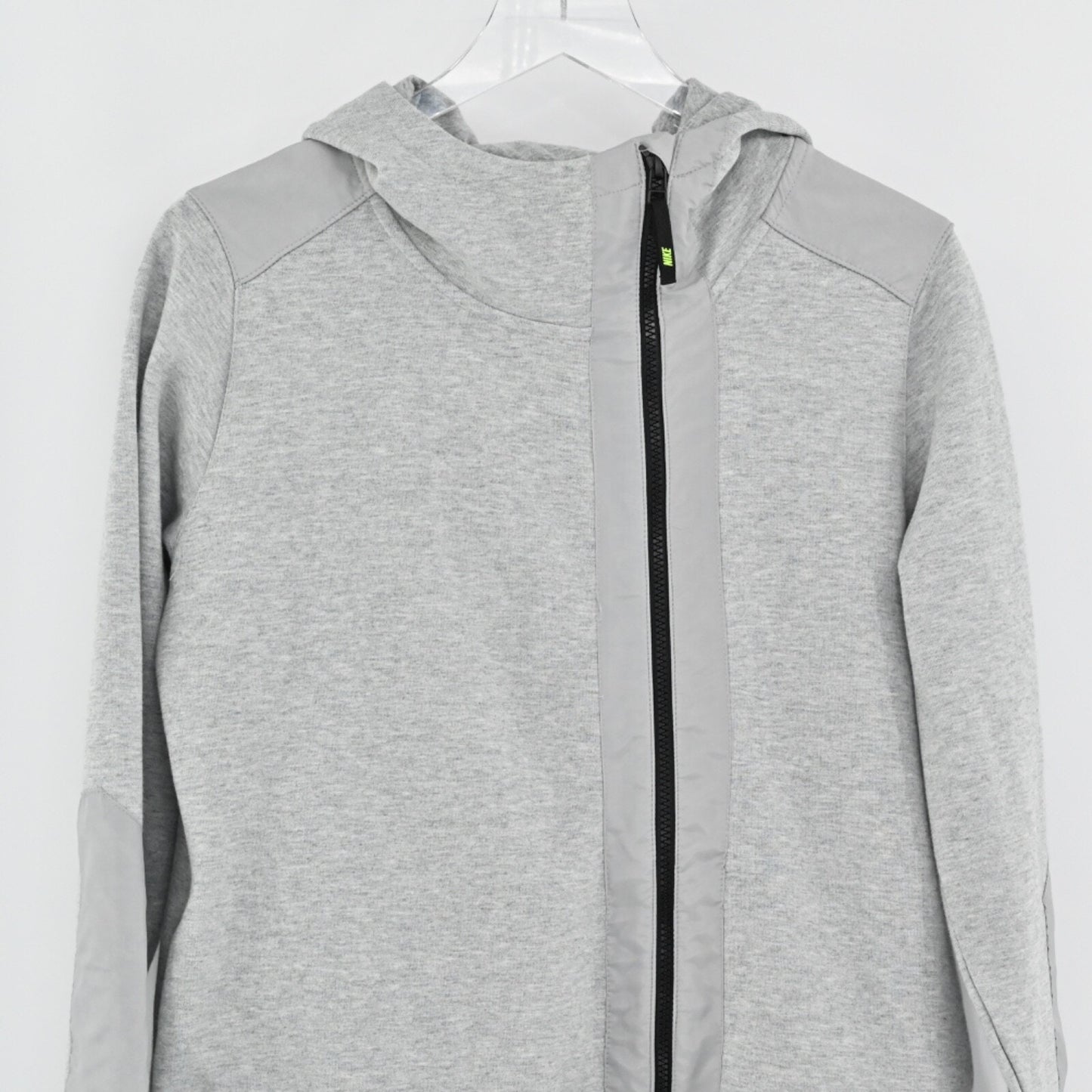 NIKE Womens Advance 15 FZ Hoodie Sz L Activewear Gray Asymmetric Full Zip Jacket
