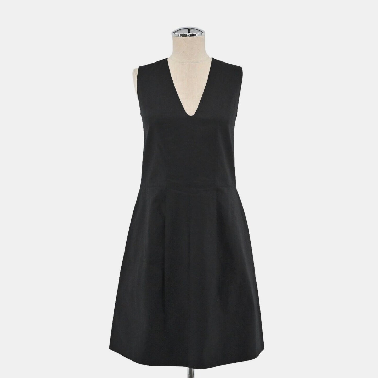 EVERLANE Black Dress Size XS Pleated Mini Sleeveless Cotton Retro Capsule Office