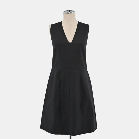 EVERLANE Black Dress Size XS Pleated Mini Sleeveless Cotton Retro Capsule Office